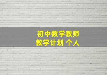 初中数学教师教学计划 个人